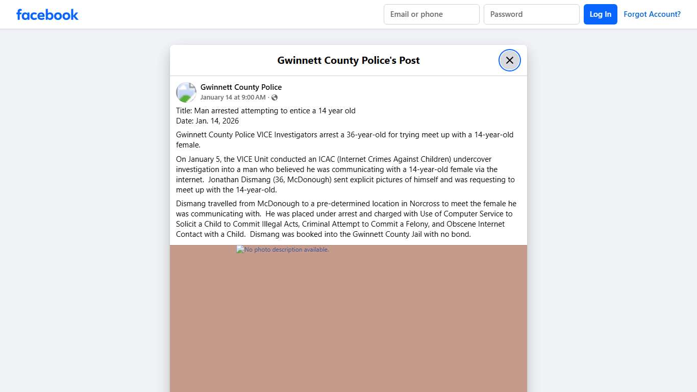 Title: Man arrested attempting to... - Gwinnett County Police | Facebook